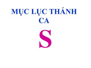 MỤC LỤC THÁNH CA