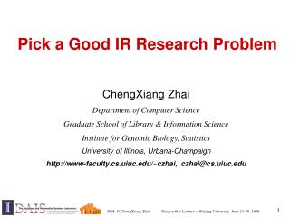 Pick a Good IR Research Problem