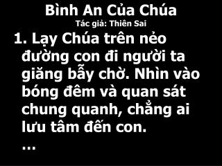 Bình An Của Chúa Tác giả: Thiên Sai