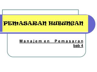 PEMASARAN HUBUNGAN