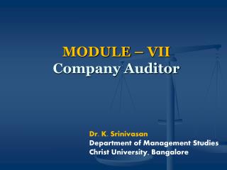 MODULE – VII Company Auditor
