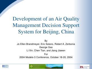Development of an Air Quality Management Decision Support System for Beijing, China