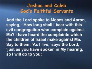Joshua and Caleb God’s Faithful Servants