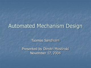 Automated Mechanism Design