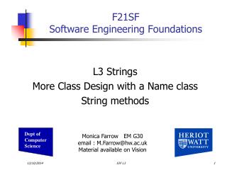 F21SF Software Engineering Foundations