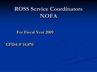 ROSS Service Coordinators NOFA