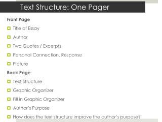 Text Structure: One Pager