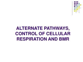ALTERNATE PATHWAYS, CONTROL OF CELLULAR RESPIRATION AND BMR