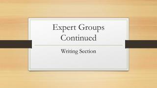 Expert Groups Continued