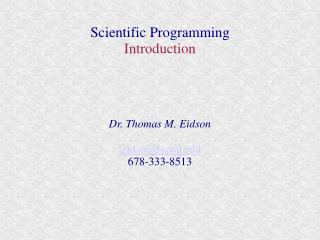 Scientific Programming Introduction