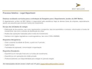 Processo Seletivo – Legal Department