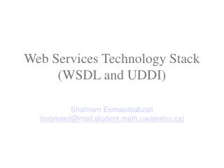 Web Services Technology Stack (WSDL and UDDI)