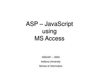 ASP – JavaScript using MS Access
