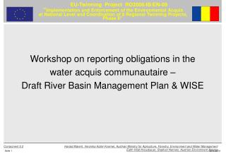 Workshop on reporting obligations in the water acquis communautaire –