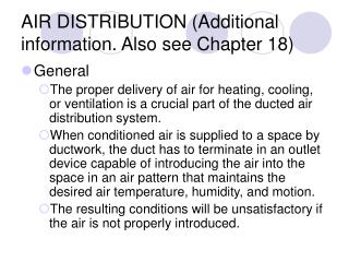 AIR DISTRIBUTION (Additional information. Also see Chapter 18)