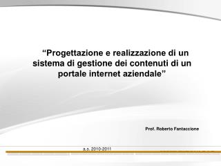 Prof. Roberto Fantaccione