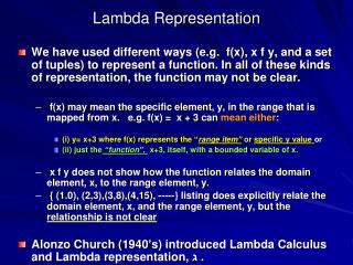 Lambda Representation