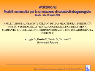 Workshop su Modelli matematici per la simulazione di catastrofi idrogeologiche