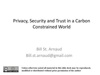 Privacy, Security and Trust in a Carbon Constrained World