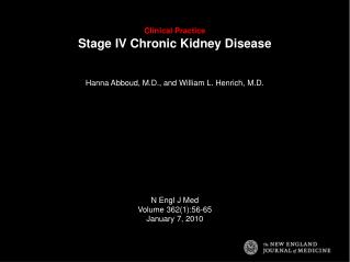 Clinical Practice Stage IV Chronic Kidney Disease