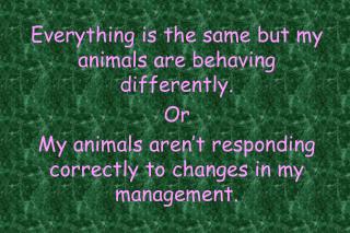 Everything is the same but my animals are behaving differently. Or