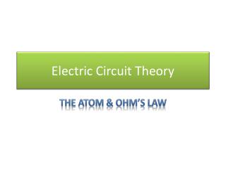 Electric Circuit Theory