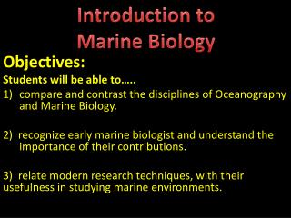 Objectives: Students will be able to…..