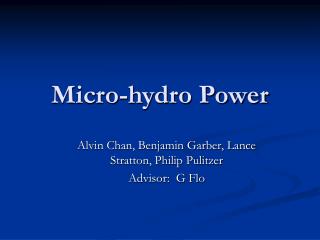 Micro-hydro Power
