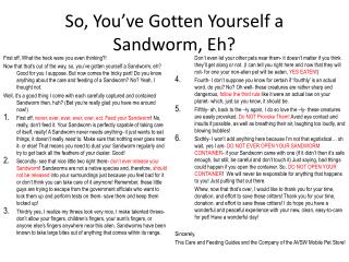So, You’ve Gotten Yourself a Sandworm, Eh?