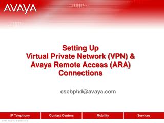 Setting Up Virtual Private Network (VPN) &amp; Avaya Remote Access (ARA) Connections