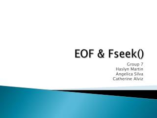 EOF &amp; Fseek ()