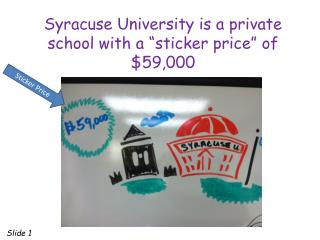 Syracuse University is a private school with a “sticker price” of $59,000