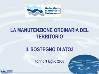 LA MANUTENZIONE ORDINARIA DEL TERRITORIO IL SOSTEGNO DI ATO3 Torino 3 luglio 2006