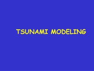TSUNAMI MODELING