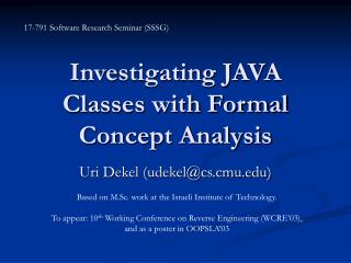 Investigating JAVA Classes with Formal Concept Analysis