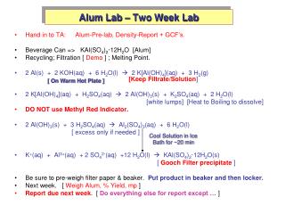Alum Lab – Two Week Lab