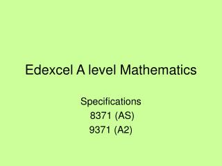 Edexcel A level Mathematics