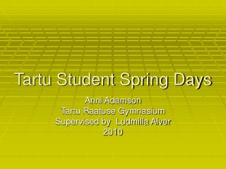 Tartu Student Spring Days