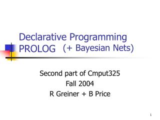 Declarative Programming PROLOG