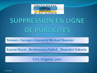 SUPPRESSION EN LIGNE DE PUBLICITES