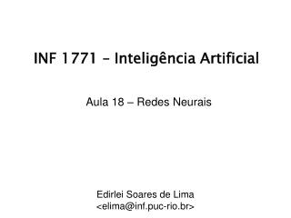 INF 1771 – Inteligência Artificial