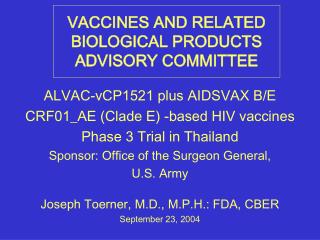 VACCINES AND RELATED BIOLOGICAL PRODUCTS ADVISORY COMMITTEE