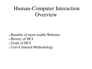 Human-Computer Interaction Overview