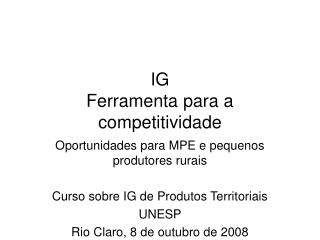 IG Ferramenta para a competitividade