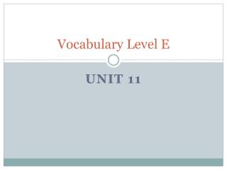 Vocabulary Level E
