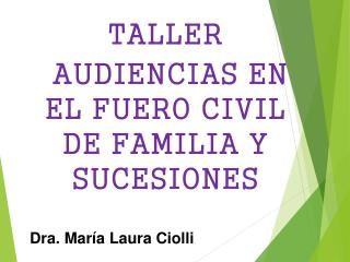 TALLER AUDIENCIAS EN EL FUERO CIVIL DE FAMILIA Y SUCESIONES