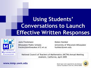 Using Students’ Conversations to Launch Effective Written Responses