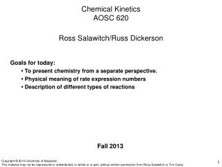 Chemical Kinetics AOSC 620