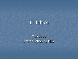 IT Ethics