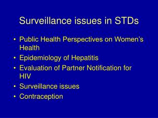 Surveillance issues in STDs